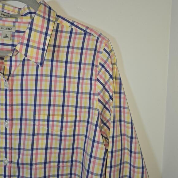 LL Bean Mens Wrinkle Resistant Plaid Long Sleeve Button Down Shirt Size L Reg - Picture 3 of 9
